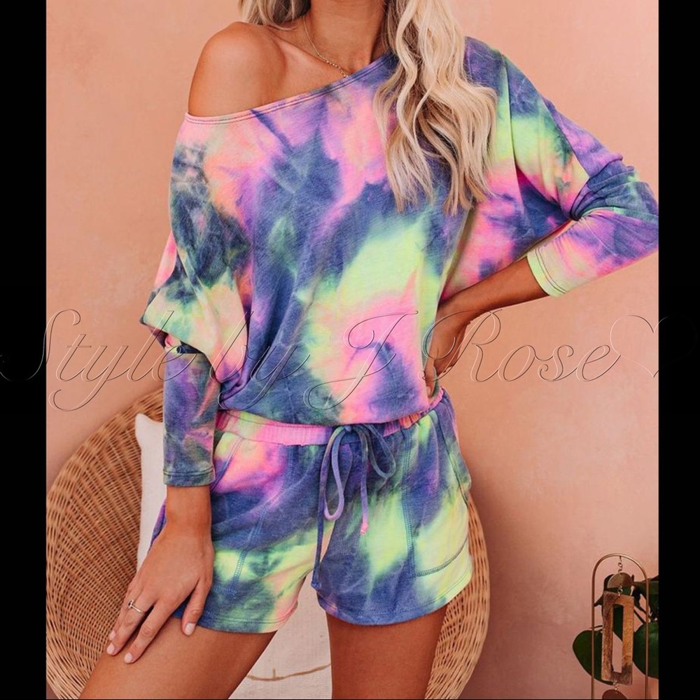 LAST ONE! CORA Tie Dye Shorts and Top Lounge Set - Picture 2 of 8